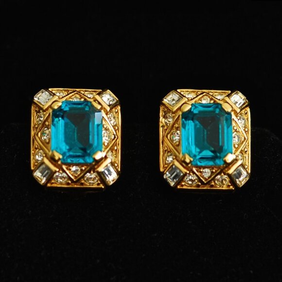 Nina Ricci Jewelry - Nina Ricci Green & Gold Earrings - Signed